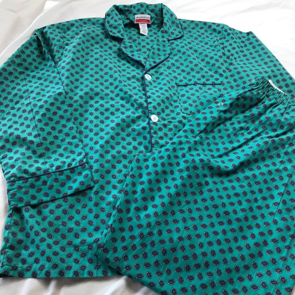 Manhattan 2Pc Green Print Pajama Set Sz Large - Picture 1 of 3